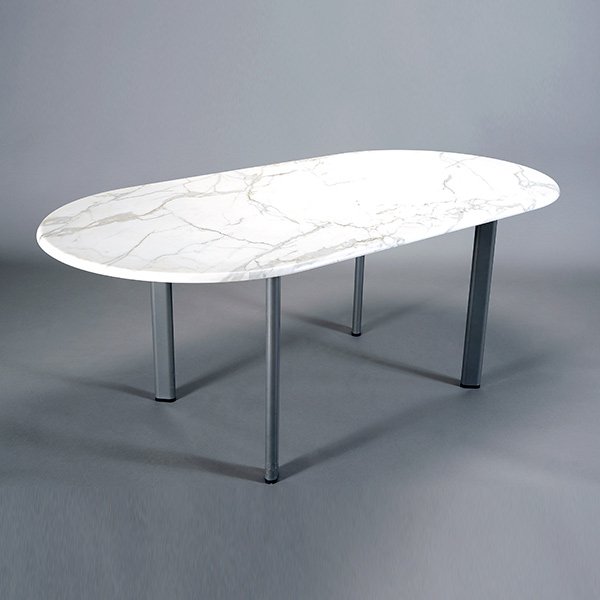 Knoll Marble Table With Metal Legs.: Knoll Marble Table With Metal Legs.