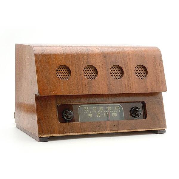 1946 Teletone Eames Plywood Radio: 1946 Teletone Eames Plywood Radio Made by Evans Products for Teletone Radio Company. c. 1946. Height 7 1/2 inches, width 11 1/2 inches.
