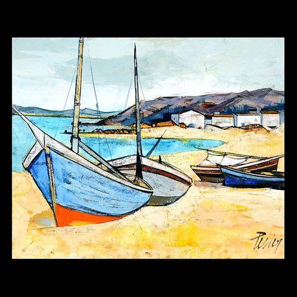 CHARLES LEVIER "Sur la Grete" Oil on canvas: CHARLES LEVIER (French/American 1920-2003) "Sur La Grete" Oil on canvas. 24 x 30 inches. Frame: 36 x 42 inches. Signed l/r and annotated verso.