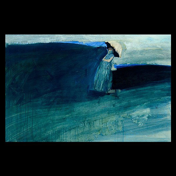 ARTHUR OKAMURA, American 20th Century Modern Art: ARTHUR OKAMURA (American 1932 - 2009) Pink Umbrella Oil on paper laid on canvas 26 x 40 inches / 66 x 101.6 Signed and dated lower right: Okamura 62 Provenance: Private collection, Carmel CA Included