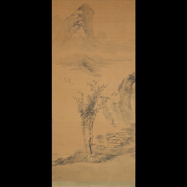 Manner of Dong Bangda (1699-1769): Landscape: Manner of Dong Bangda (1699-1769): Landscape Hanging scroll, ink on silk, the lower left dated 1760 and signed 'Dong Bangda' with one seal. 36.5 x 16 inches (93 x 41 cm) [Stains. This condition report