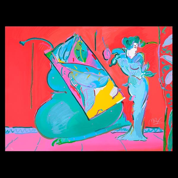 PETER MAX Flower Lady Signed Lithograph: PETER MAX (American, German born, 1937) "Flower lady" Lithograph on paper. 27 x 37 inches. Frame: 41 x 50 1/2 inches. Signed l/r and numbered and embossed l/l "170/300".