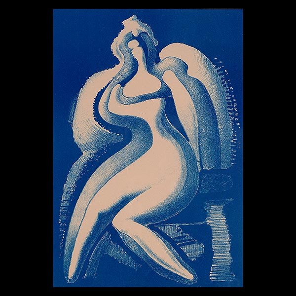 ALEXANDER ARCHIPENKO Coquette Lithograph: ALEXANDER ARCHIPENKO (Russian Federation born 1887-1964) "Coquette" Lithograph on paper. Plate: 14 x 10 inches. Frame: 20 x 15 inches. Signed l/r.