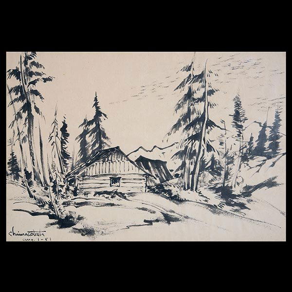 Chiura Obata (1885-1975): Forest Landscape: Chiura Obata (1885-1975): Forest Landscape Ink on paper, the lower left signed and dated August 1951, framed and glazed. {11 3/4 x 16 3/4 inches (30 x 42.5 cm)}