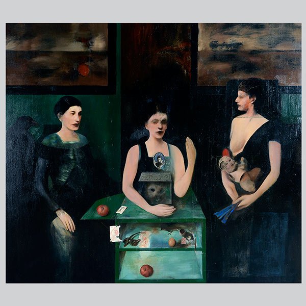 FELIX MACNEE Massive Surreal Interior scene: FELIX MACNEE (Later half of the20th Century) "Untitled - Surreal Interior Scene" Oil on canvas. 70 x 80 inches (unframed).