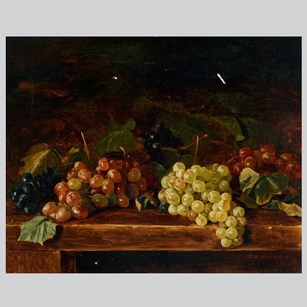 Style of JOSEPH KLEITSCH Still Life with Grapes: Style of JOSEPH KLEITSCH (Hungarian born/Californian 1882-1931) "Still Life with Grapes" Oil on canvas. 16 x 20 inches. Frame: 14 1/2 x 21 inches. Bears signature l/r "J. B. Kleitsch".