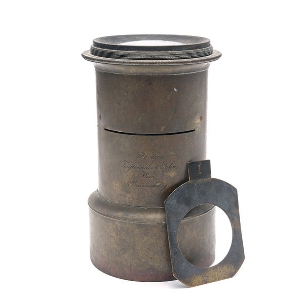 19th Century Brass Voigtlander 300 mm Lens: 19th Century Brass Voigtlander 300 mm Lens, for 11 x 14 plates {Length 10 1/4 inches}