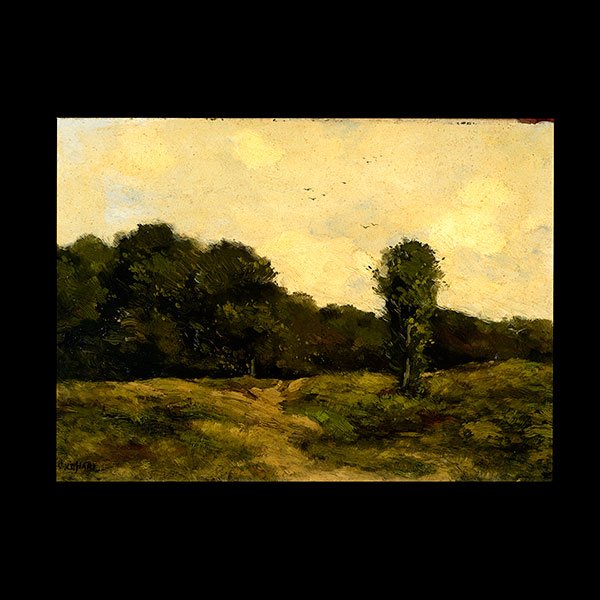 Cornelia Van Der Hart, Atomospheric Landscape: CORNELIA VAN DER HART (Dutch 1851-1940) "Atmospheric Landsape" Oil on canvas. 10 x 13 inches. Frame: 19 1/2 x 23 1/4 inches. Signed l/l.