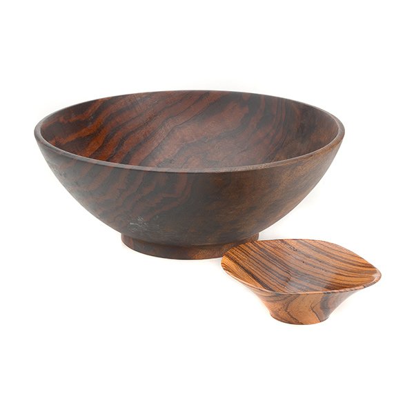 2 Wood Bowls - Bob Stocksdale & Rude Osolnik.: Two Hand Turned Wood Bowls - Large Bob Stocksdale Black Walnut Salad Bowl & Rude Osolnik For Osolnik Originals Zebra Wood Bowl. Osolnik bowl signed "Osolniks Originals, Zebra wood."Stocksdale bowl sig