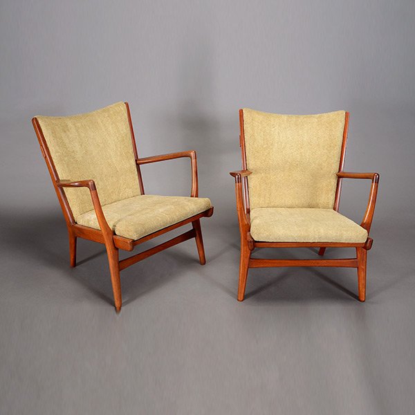 Pair Hans Wegner Leather AP 16 Chairs.: Pair Of Hans Wegner AP 16 Chairs. Length 24, Width 26 inches, Height 32 inches.