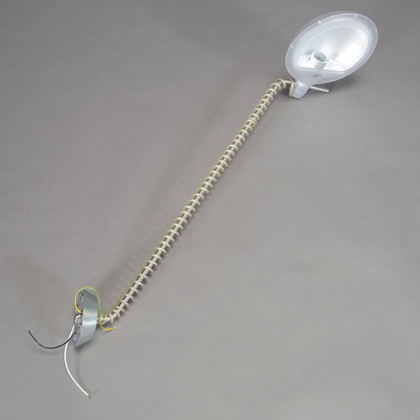 Jasper Morrison for Flos "Luxmaster C1" Ceiling Lamp: Jasper Morrison for Flos "Luxmaster C1" Ceiling Lamp. 360 degree swivel arm with transparent polycarbonate lamp head with internal aluminum reflector, satin stainless steel stem with transparent spira