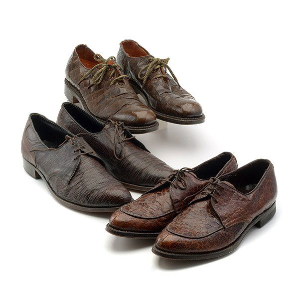 3 Pairs Size 9 & 9.5 Men's Shoes in Crocodile &: Set Of Three Size 9 & 9.5 Men's Shoes In Crocodile And Alligator.