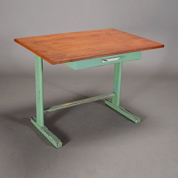 Jean Prouve Desk.: Jean Prouve Desk. Length 39 1/4 inches, Width 27 1/2 inches, Height 29 1/2 inches.