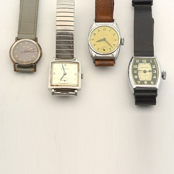 4 Machine-Age Noir Wristwatches.: Four Machine-Age Noir Wristwatches Including Ingram, Gruen, West Clocx And Wittnauer.