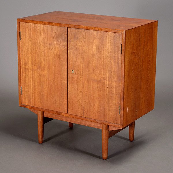 Danish Style Two Door Cabinet.: Danish Style Two Door Cabinet. Length 31 1/2 inches, Width 17 3/4 inches, Height 33 inches.