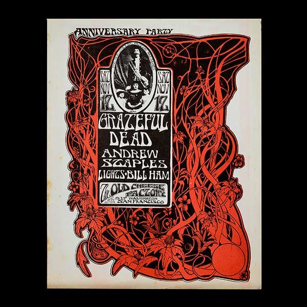 Grateful Dead Anniversary Poster-Stanley Mouse.: Grateful Dead Anniversary Poster-Stanley Mouse. Length 11 inches, Width 8 1/2 inches.