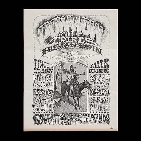 Pow Wow-A Gathering Of The Tribes Human Be-In W/: Pow Wow-A Gathering Of The Tribes Human Be-In With Timothy Leary & Major Poets. Length 11 inches, Width 8 1/2 inches.