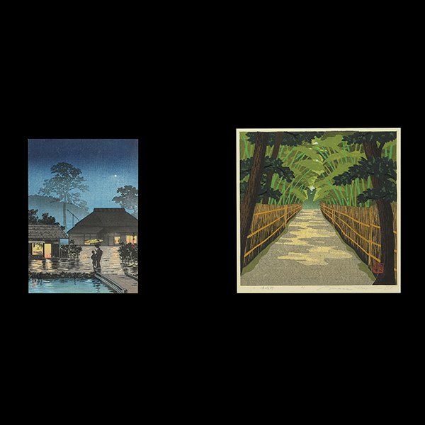 Various Artists: Four Woodcuts: Various Artists: Four Woodcuts a) Masao Ido (b. 1945): Sagano, 10ì x 10", the lower margin dated 1983, titled and signed with a seal;b) Tsuchiya Koitsu (1870-1949): Long Spell of Rain, chuban, signed