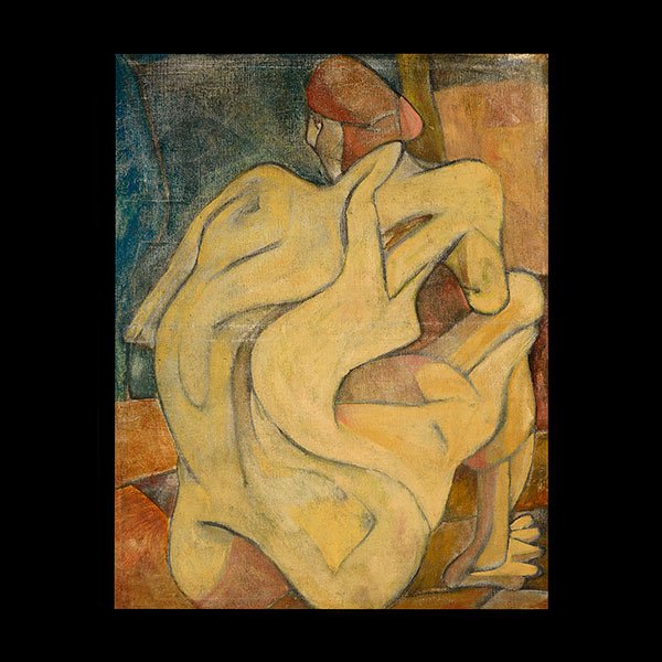 Large Cubist Painting, Oil on canvas: Large Cubist painting (20th Century) "Female Figure" Oil on canvas. 50 x 39 inches.