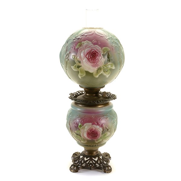 Gone with The Wind Oil Lamp with Roses: Gone with The Wind Oil Lamp with Roses, converted to electric {Height 26 inches}