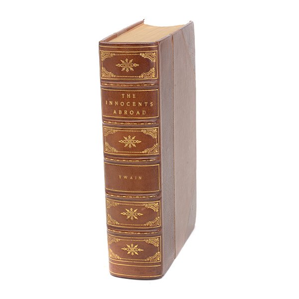 FIRST Edition Mark Twain, The Innocents Abroad, or The: Mark Twain (Samuel L. Clemens) FIRST Edition. The Innocents Abroad, or The New Pilgrims' Progress. Hartford, CT. American Publishing Company. 1869. First Edition, First State. Fine binding in æ calf 
