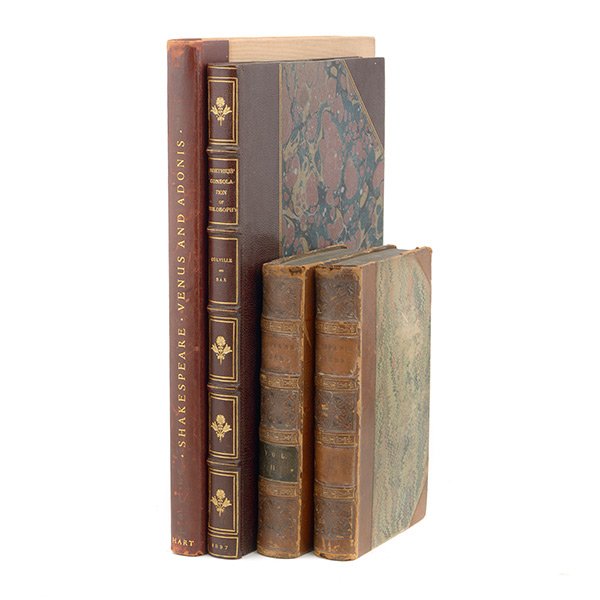Lot of Early Printings in FINE BINDING includes:: Lot of Early Printings with FINE BINDING including Shakespeare's Venus and Adonis SIGNED and Illustrated by Rockwell Kent, 1931; Boethius Consolation of Philosophy with raised spines and gilt letterin