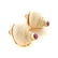 Pair of Seaman Schepps Shell, Ruby, 14k Yellow Gold