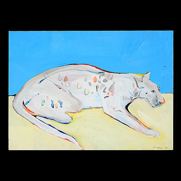 IRA YEAGER "Dog" California 20th C Art: IRA YEAGER (Californian born 1938) "Dog" Oil on canvas 18 1/4 x 24 inches Signed and dated verso: Ira Yeager 1966. Signed and dated l/r.