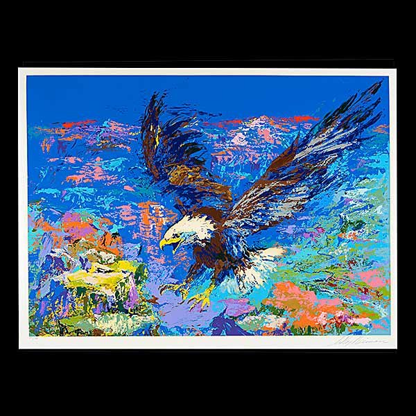 LEROY NEIMAN "American Bald Eagle" Serigraph: LEROY NEIMAN (American, 1912 - 2012) "American Bald Eagle" Serigraph Plate: 28 1/2 x 37 1/2 inches. Signed l/r and numbered l/l "245/300".