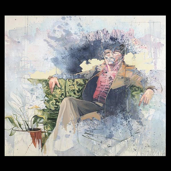 JOHN ALLAN DAWSON Contemporary American Art, Mixed: JOHN ALLAN DAWSON (American 20th Century) "An Unfinished Man" Mixed media on canvas. 60 x 66 inches Signed l/r.