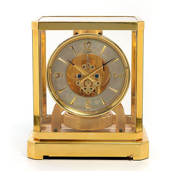 Le Coultre Atmos Gilt Brass Mantle Clock: Le Coultre Atmos Gilt Brass Mantle Clock, Inca 5090, #38621 {Dimensions 9 1/4 x 8 1/2 x 6 1/2 inches}