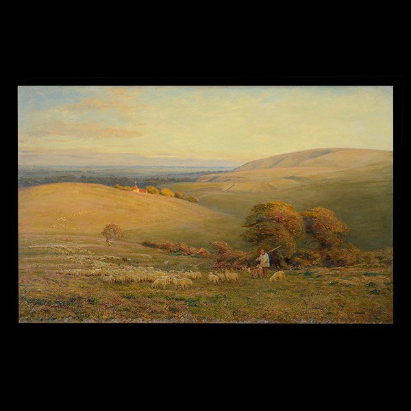 ALFRED GRACE, English Art, 19th C Herding Sheep: ALFRED FITZWALTER GRACE (English 1844 - 1903) Untitled - Herding Sheep Oil on canvas Sight 59 x 39 inches / 150 x 99 cm Signed and dated lower right: A F Grace 1900 Provenance: Property of the Ritz-Ca
