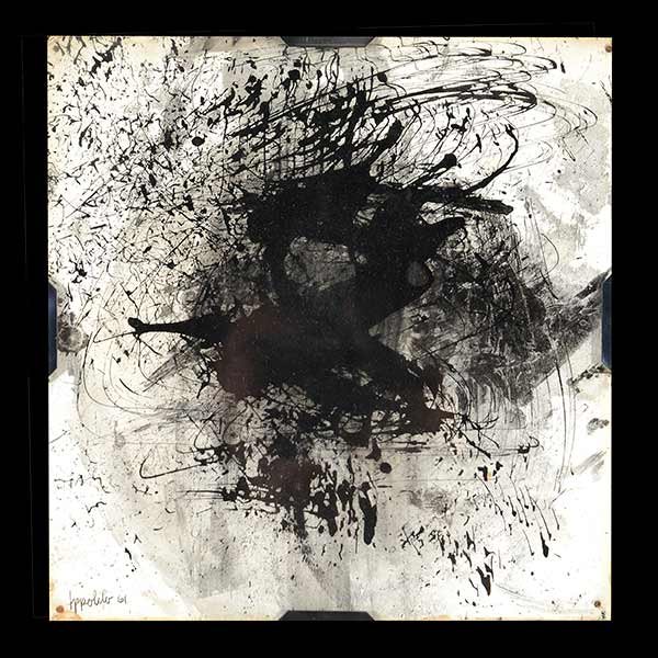 ANGELO IPPOLITO, Abstract, Modern Art: ANGELO IPPOLITO (Italian born, worked in US 1922-2002) "Abstract 1961" Ink on board. 10 x 10 inches / 25.4 x 25.4 cm. Signed and dated lower left in ink: Ippolito 61.