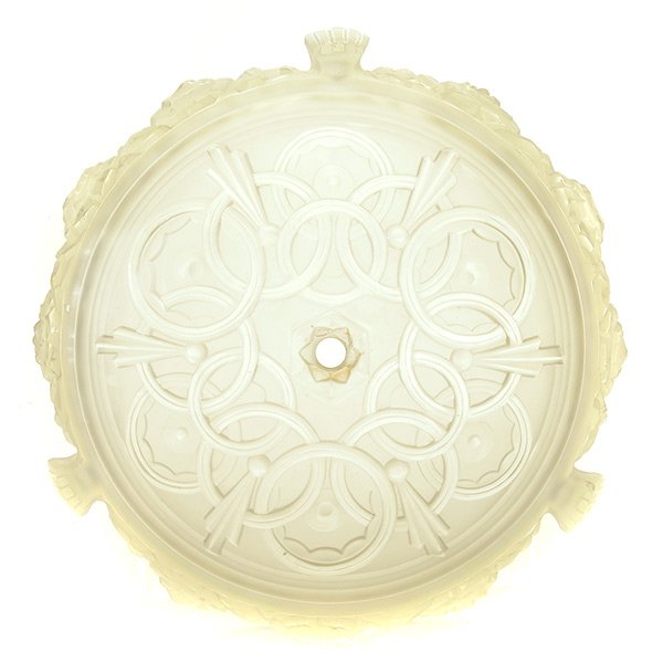 Sabino Frosted Glass Glass Chandelier Model: Sabino French Art Deco Frosted Glass Glass Chandelier {Height 5 1/2 inches; diameter 18 inches}