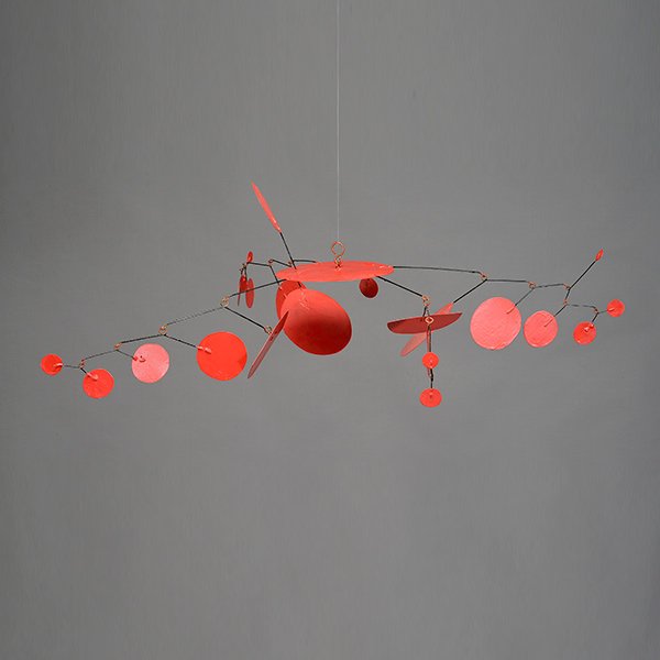 Vintage Red Painted Hanging Art Mobile: Vintage Red Painted Hanging Art Mobile, In The Style of Calder {Maximum length 29 inches}