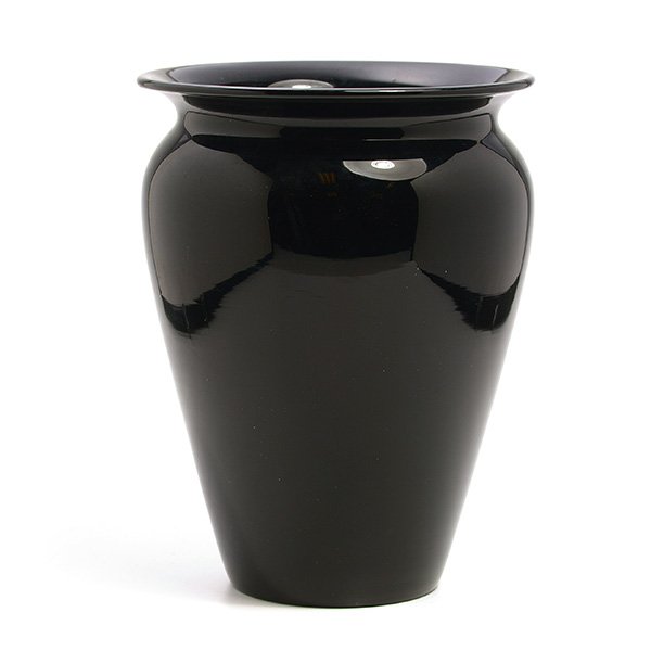 Steuben Black Glass Vase: Steuben Black Glass Vase, unmarked {Height 8 inches, diameter 6 inches}