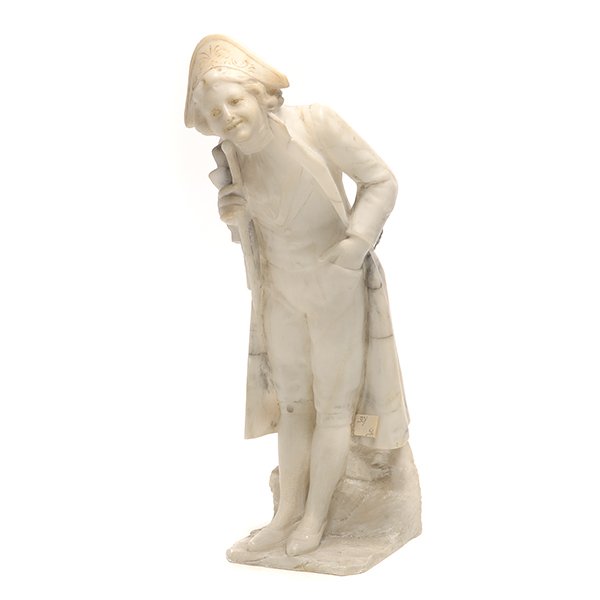 Alabaster Figure of a Gentleman: Alabaster Figure of a Gentleman, signed indistinct {Height 12 1/2 inches}