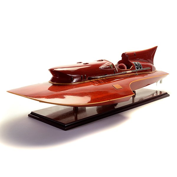 Ferrari Hydroplane Thunderboat Model: Ferrari Hydroplane Thunderboat Model, Nando Dell' Orto, with certificate of authenticity {Dimensions 31 1/2 x 11 x 9 inches}