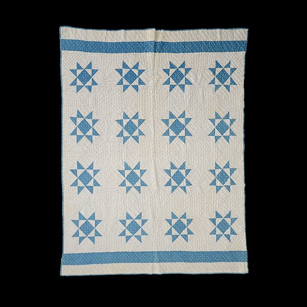 Ohio Square in Eight Point Star Quilt: Ohio Square in Eight Point Star Quilt, circa 1890-1910 {Dimensions 79 x 64 inches} [Comes with deaccession paperwork from San Jose Museum of Quilts & Textiles]
