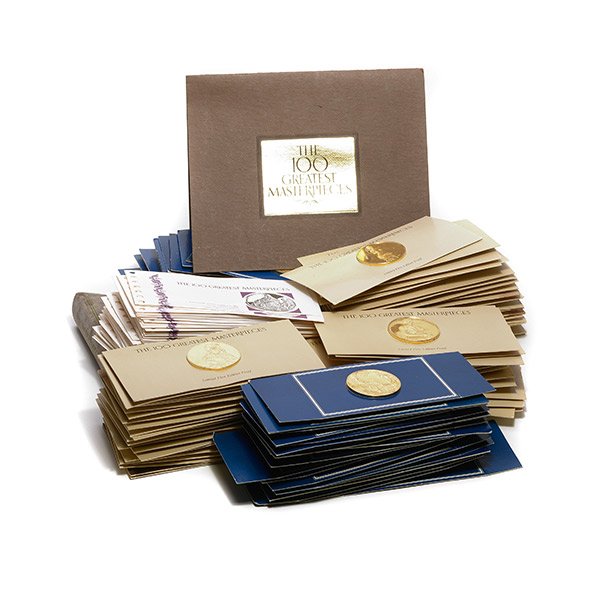 Complete Collection of "The 100 Greatest Masterpieces": Complete Collection of "The 100 Greatest Masterpieces" by Franklin Mint, 24 K Gold on Sterling Silver 2.3 Ounces Each.