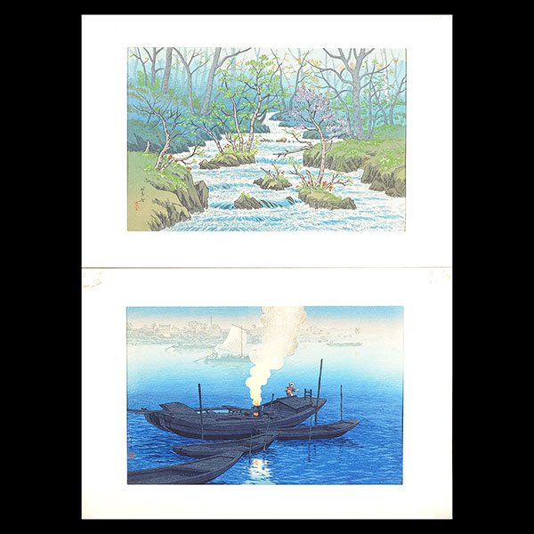 Various Artists: Seven Japanese Woodblock Prints, 20th: Various Artists: Seven Japanese Woodblock Prints Each oban; Tsuchiya Koitsu (1877-1945): Four Woodblocks, three prints titled and dated, with one signature and one seal, the fourth print with one sign
