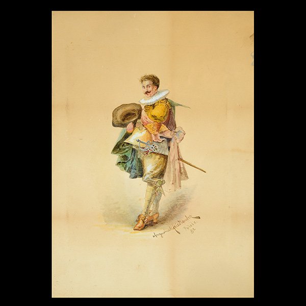 FRIEDLANDER, American Art, Watercolor of a Man: AUGUSTUS MAURICE FRIEDLANDER (American 1856-1897) "Portrait of a Gentleman" Watercolor on paper Sheet: 15 x 11 inches, frame: 16 1/8 x 12 inches. Signed and dated l/r.
