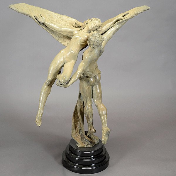 TUAN "Prelude to a Kiss" Sculpture.: TUAN (Vietnamese b. 1963, moved to California) "Prelude to a Kiss" Sculpture. 38 x 34 x 18 inches. Signed and number 2/55.