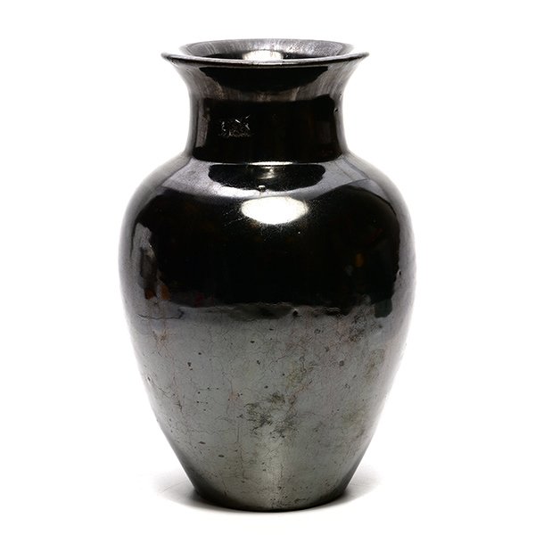 Fulper Pottery Metallic Glazed Vase: Fulper Pottery Metallic Glazed Vase, with impressed mark {Height 11 1/2 inches; diameter 7 1/2 inches}