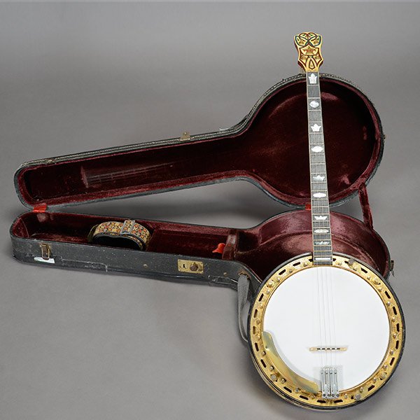 Vega Delux VegaVox IV Banjo, circa 1930's: Vega Delux VegaVox IV Banjo, circa 1930's, with case and strap {Length 38 1/2 inches}