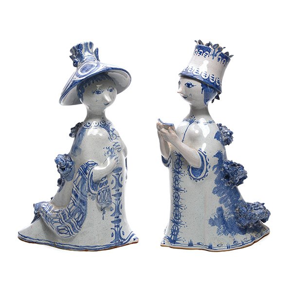 Pair of Bjorn Winblad Emma Figures: Pair of Bjorn Winblad Emma Figures, each signed on underside {Height of tallest 9 1/2 inches}