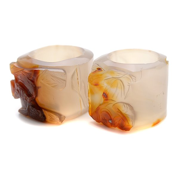 Two Carved Agate Archer's Rings (1 of 6)