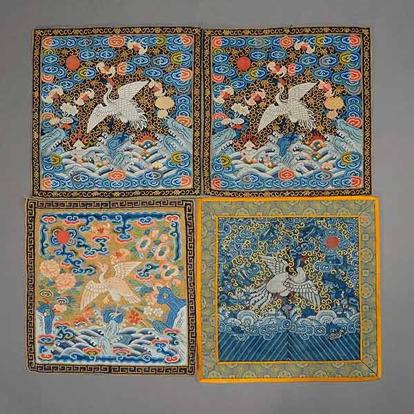 A Group of Four Civil Official Rank Badges, 19th (1 of 5)