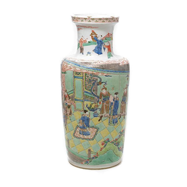 A Famille Verte Rouleau Vase, Kangxi Period (1 of 5)