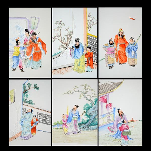 Six Famille Rose Porcelain Plaques, Republic Period (1 of 8)